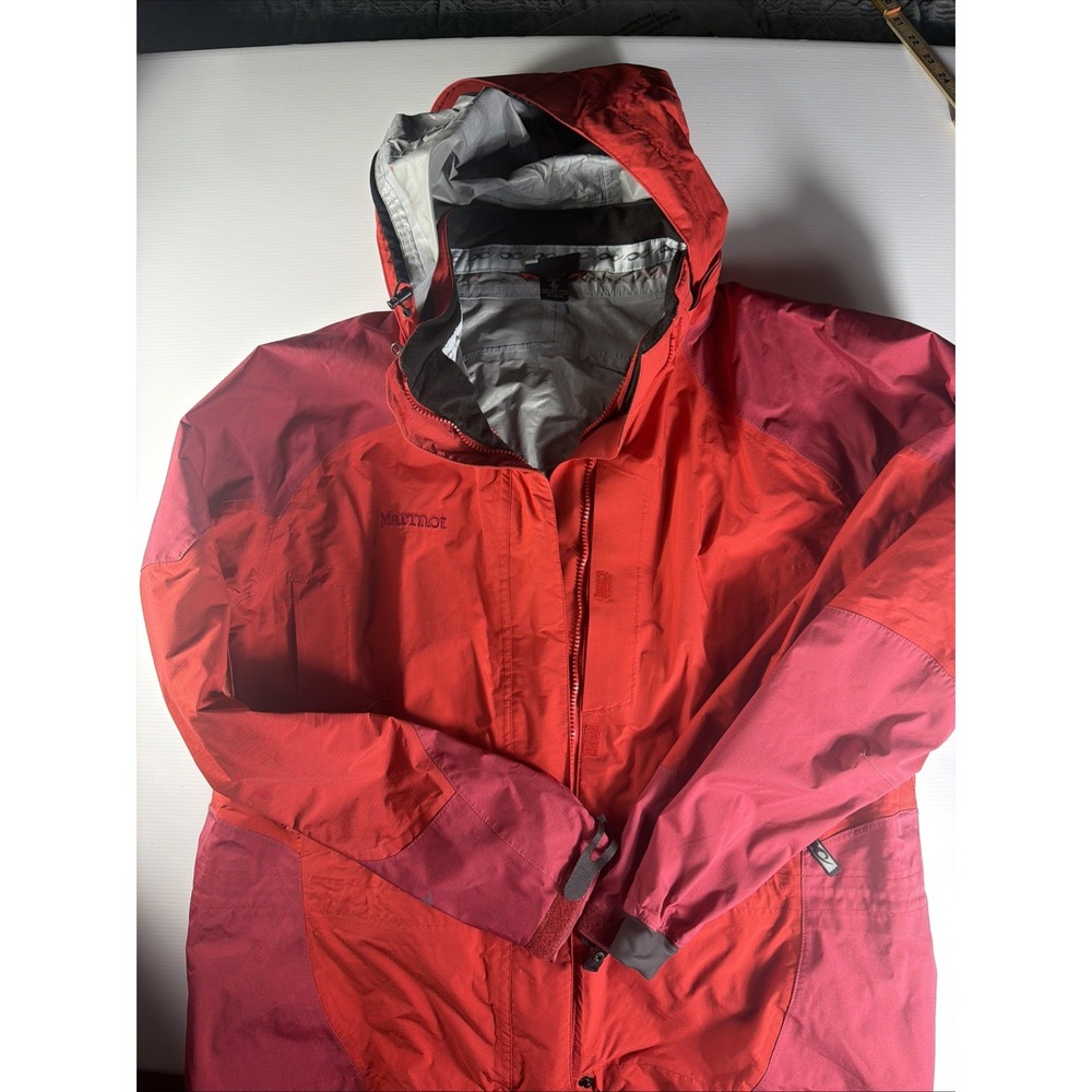 Marmot Women's XL Red Pink Hooded Rain Jacket Waterproof Outdoor Shell